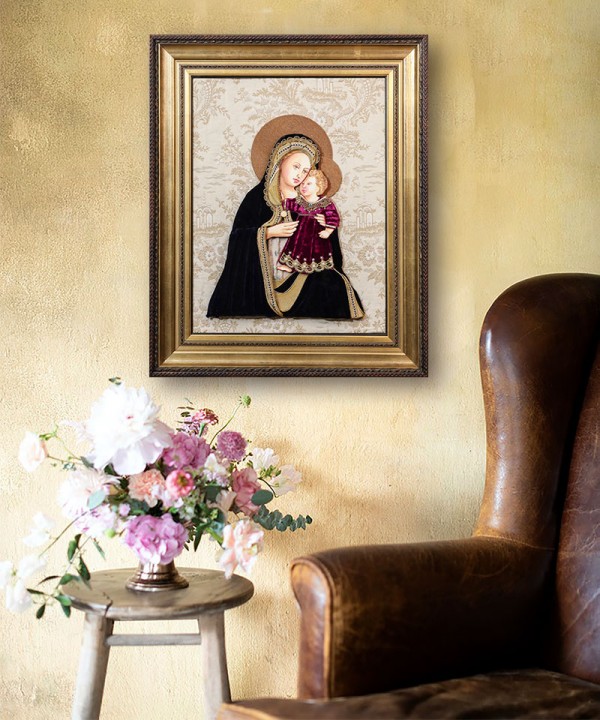 The Virgin Mary And Child In Oil Paint And Fabrics 3D